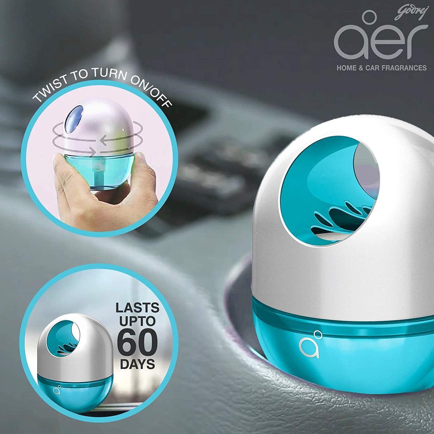 Godrej Aer Twist Car/Home Gel Cool Surf Blue (45 g)
