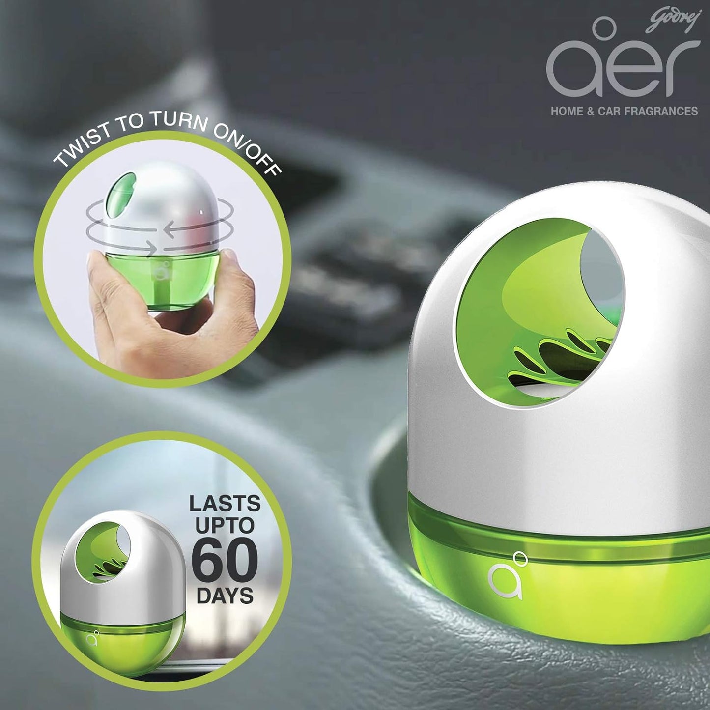 Godrej Aer Twist Car/Home Gel Fresh Lush Green (45 g)