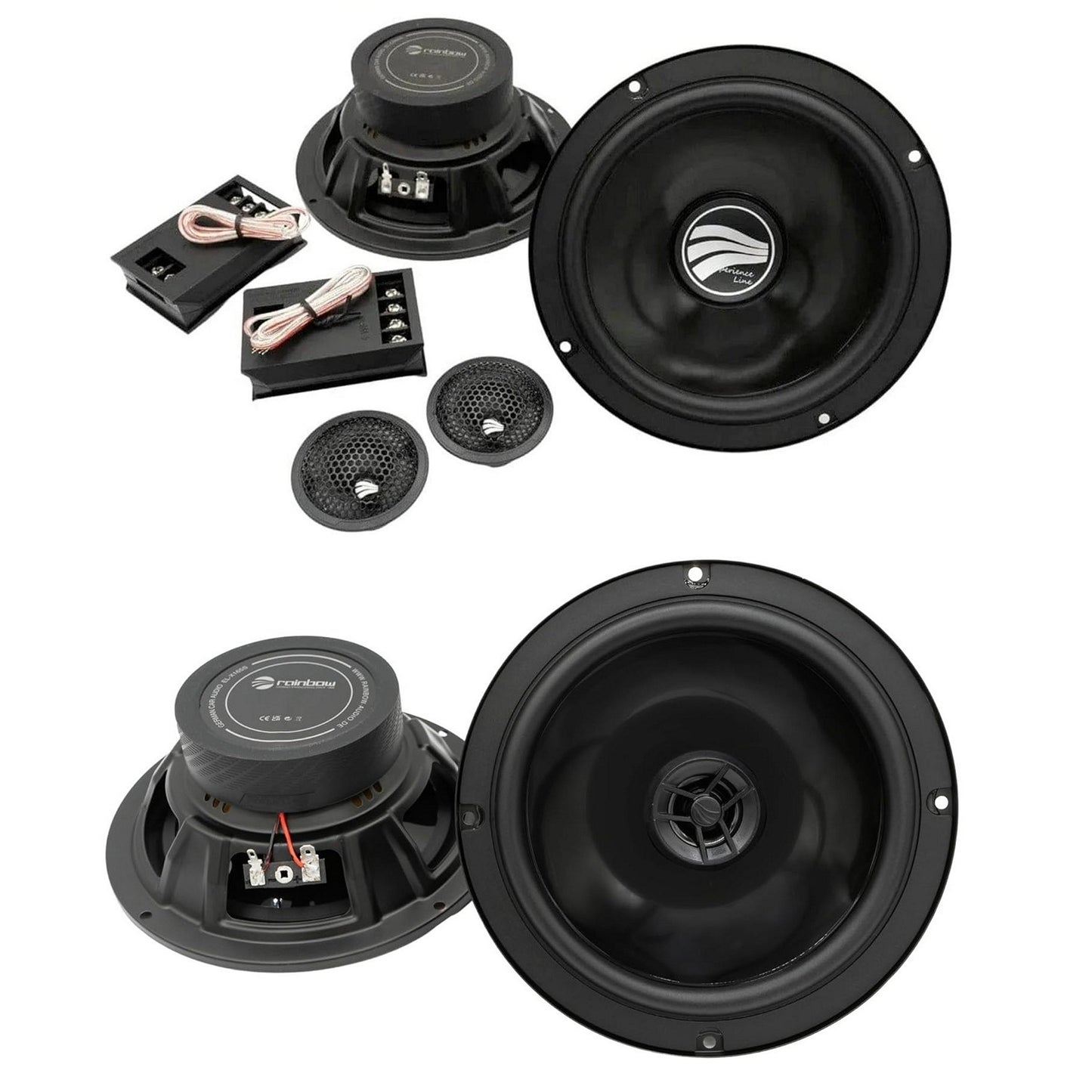 Combo of Rainbow EL-C260S & EL-X165S 6.5" Component & Coaxial Speakers (60W RMS 120W Peak)
