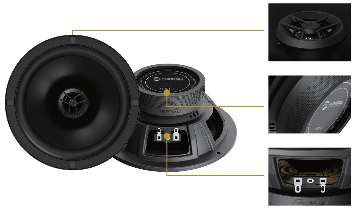 Combo of Rainbow EL-C260S & EL-X165S 6.5" Component & Coaxial Speakers (60W RMS 120W Peak)