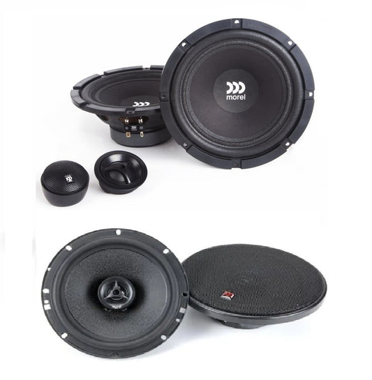 Combo of Morel Maximo 6 MKII 6.5" Component & Morel Maximo 6 Coax MKII 6.5" Coaxial Speakers (Cmp: 90W RMS 180W Peak Coax: 80W RMS 160W Peak)