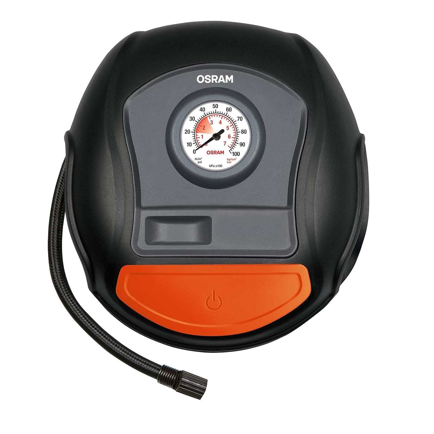 Osram OTI200 TYREInflate 200 Compact & Portable Car & Bike Tyre Inflator | 12V DC, 120W, 100% Copper Motor | Analog Gauge with Preset & Auto Cut-Off | Windup Cable | Black