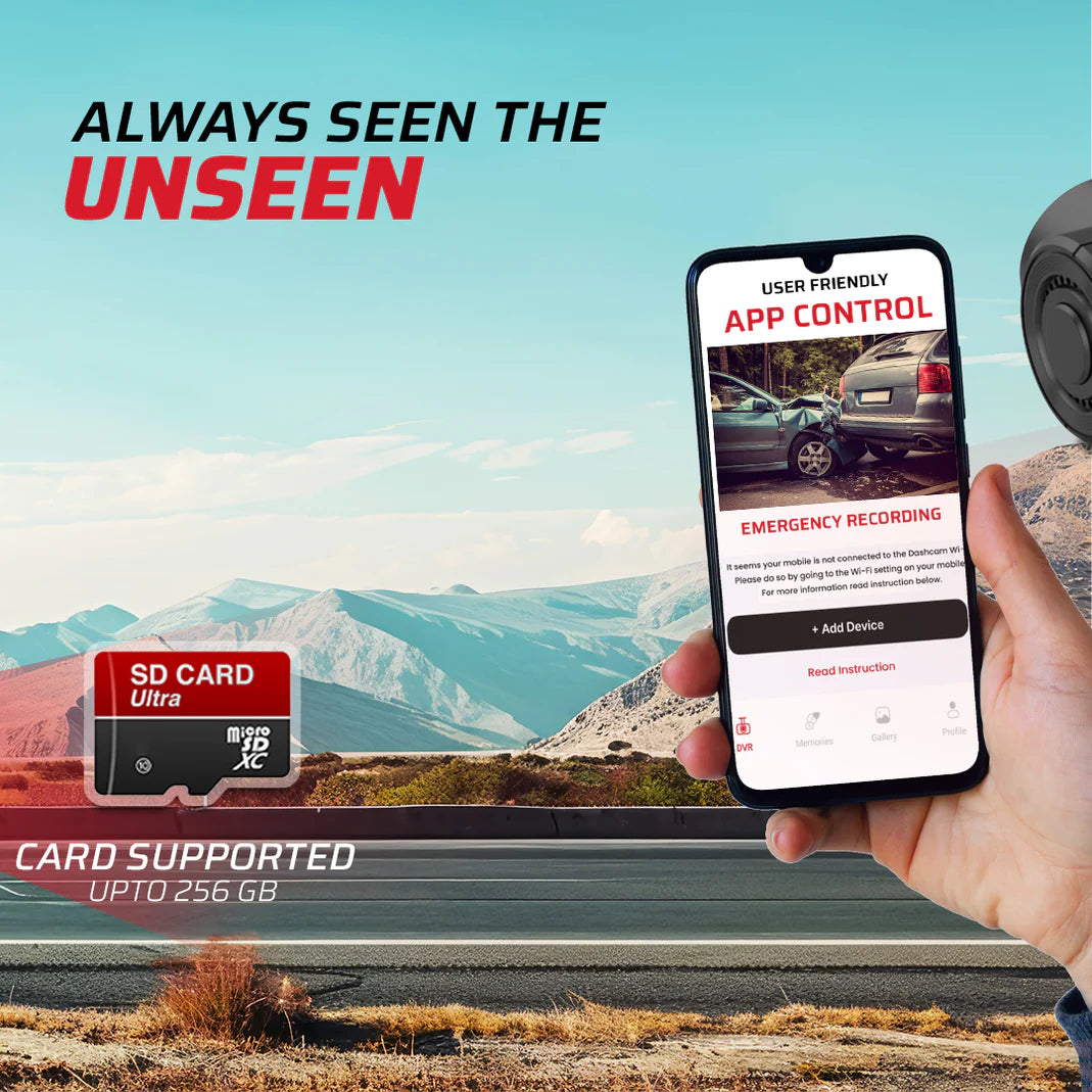 RD Overseas Car Dashcam/DVR | 2K Recording | 256GB Support | 130 degree Wide Angle | Night Vision