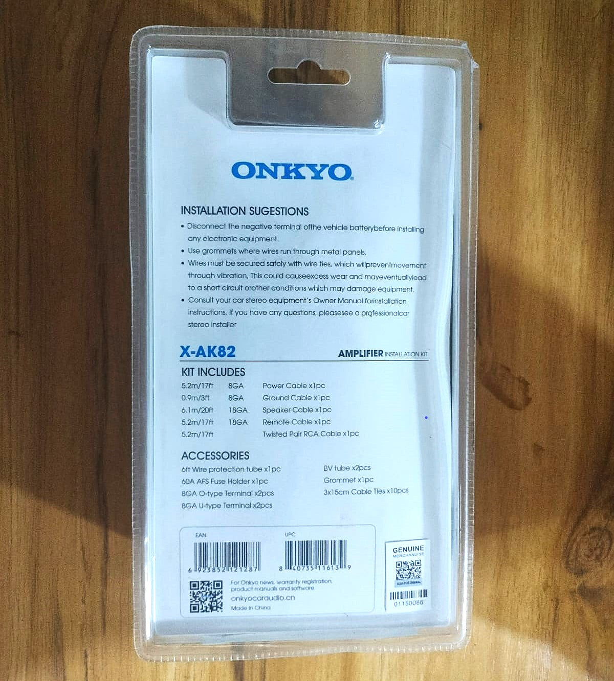 Onkyo X-AK82 8GA OFC Mono/2 Channel 800 Watts Amplifier Wiring Kit