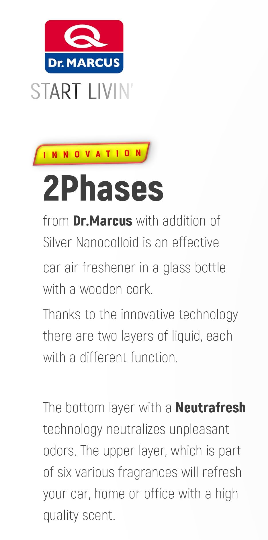 Dr. Marcus 2Phases 2in1 Car Air Freshener & Deordorizer Liquid Bottle (Green Apple)