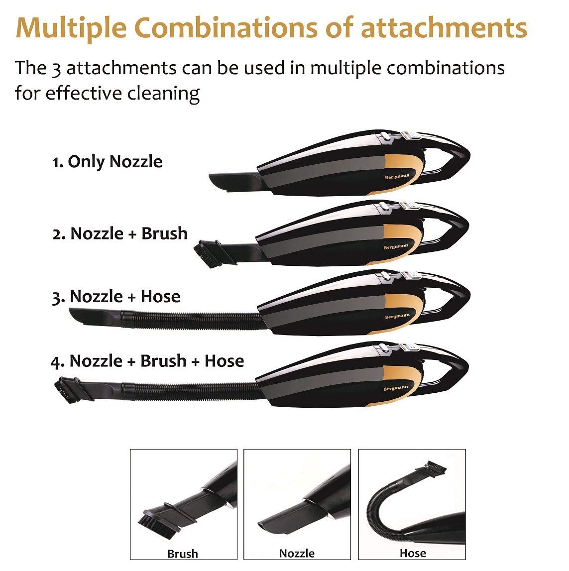 Bergmann Stunner Car Vacuum Cleaner w/ Stainless Steel HEPA Filter (Black)