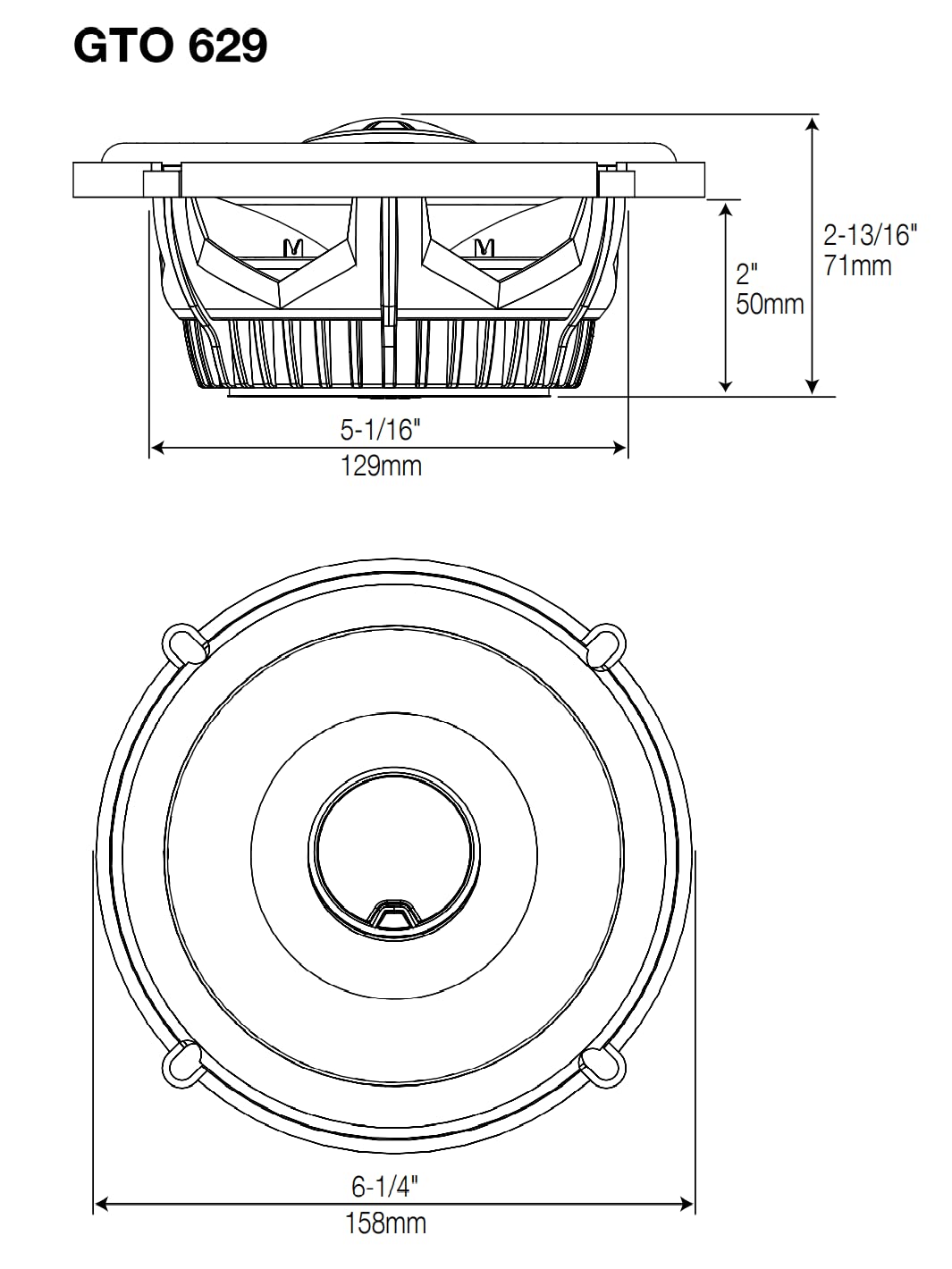 JBL GTO629 6.5" High-Fidelity Coaxial Speakers (60W RMS 180W Peak)