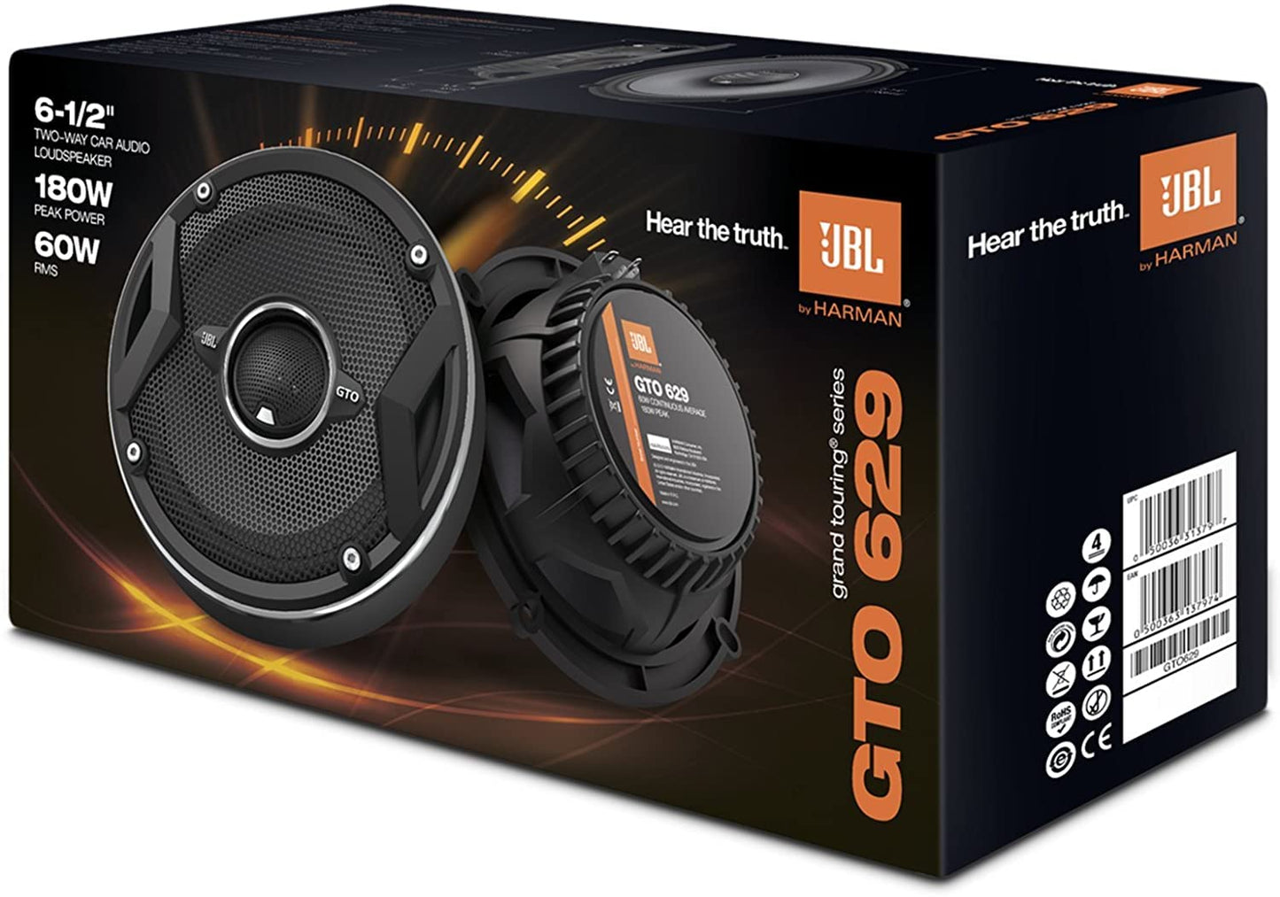 JBL GTO629 6.5" High-Fidelity Coaxial Speakers (60W RMS 180W Peak)