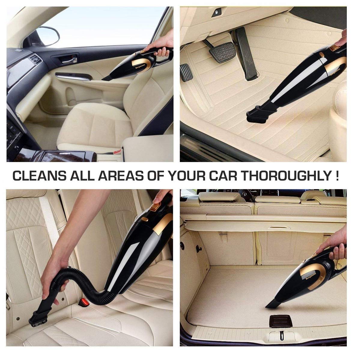 Bergmann Stunner Car Vacuum Cleaner w/ Stainless Steel HEPA Filter (Black)