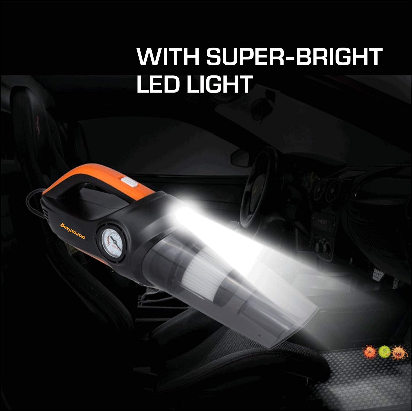 Bergmann Cyclonic 2-in-1 Car Vacuum Cleaner + Tyre Inflator
