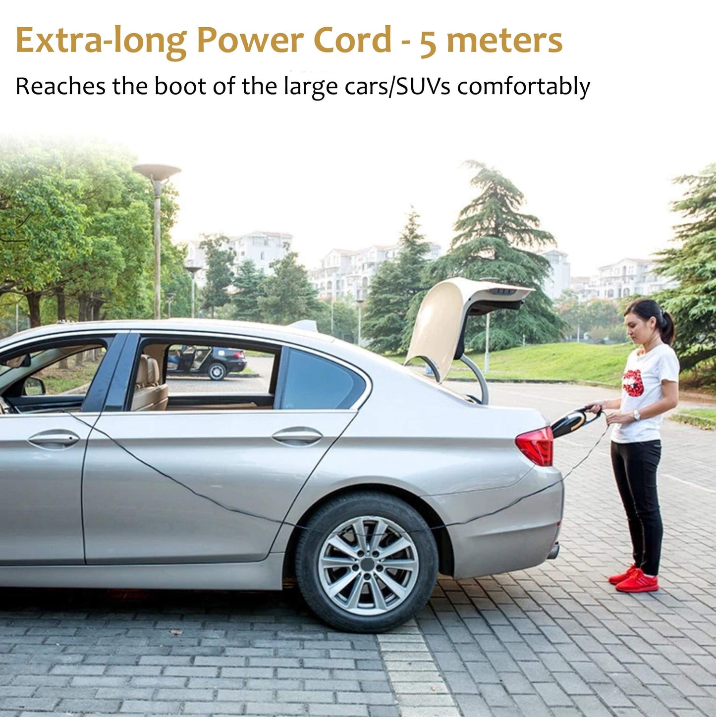 Bergmann Stunner Car Vacuum Cleaner with Stainless Steel HEPA Filter (White)