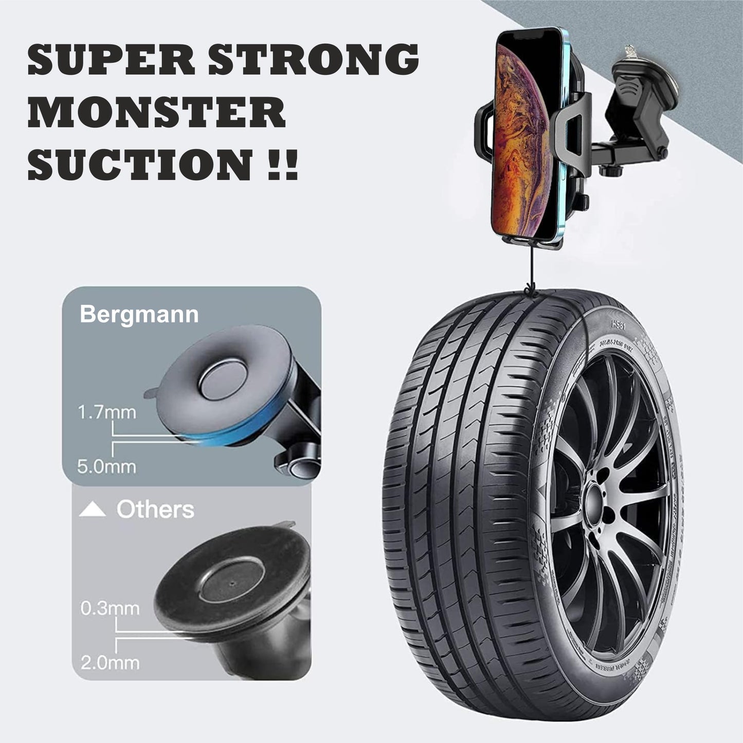 Bergmann MegaGrip Mobile Holder for Car Windshield & Dashboard