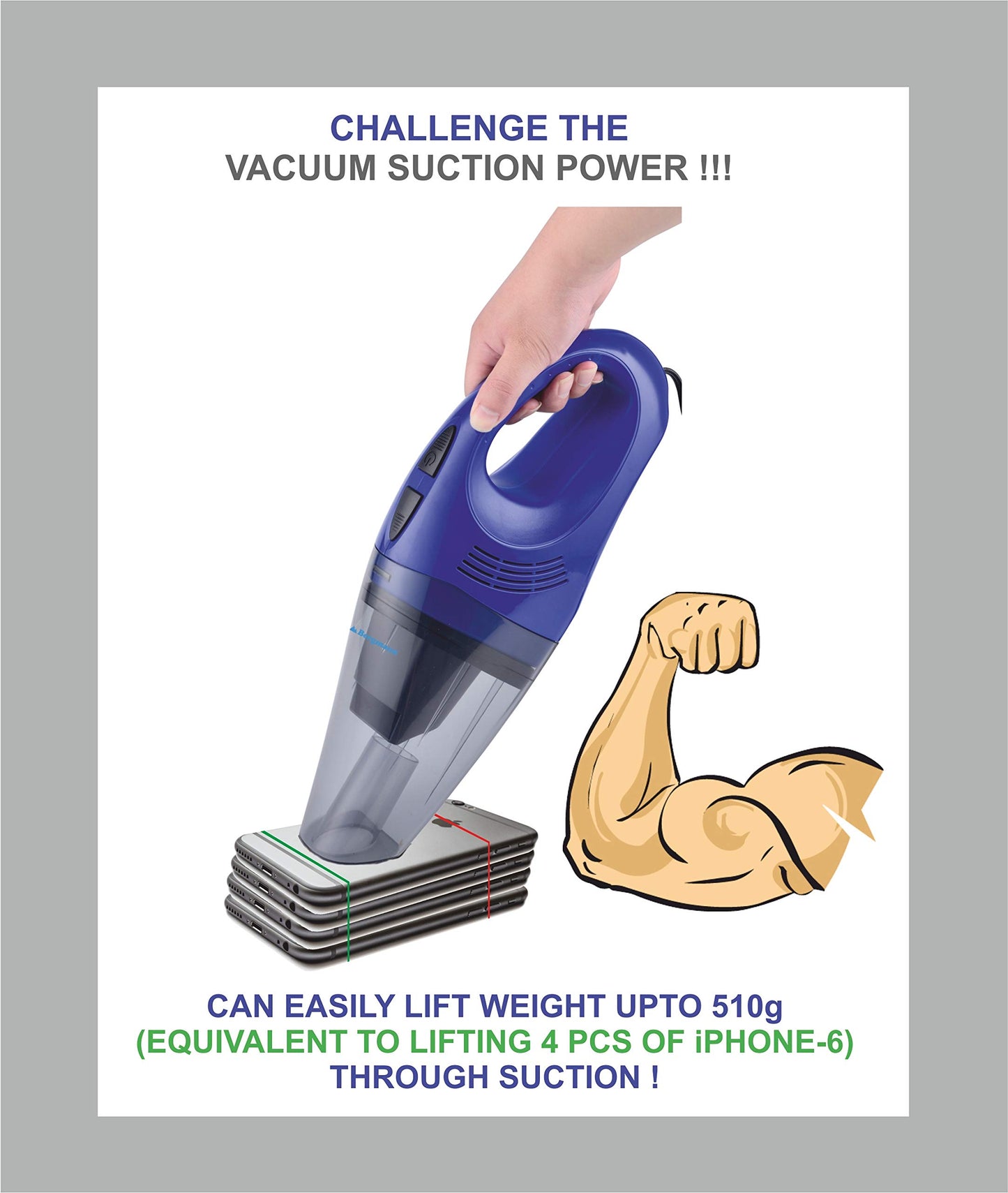 Bergmann Hurricane Hi-Power Car Vacuum Cleaner (Blue)