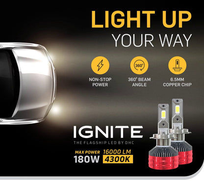 DHC IGNITE F90 180W Auto LED Bulbs/Lamps (4300K & 6000K)