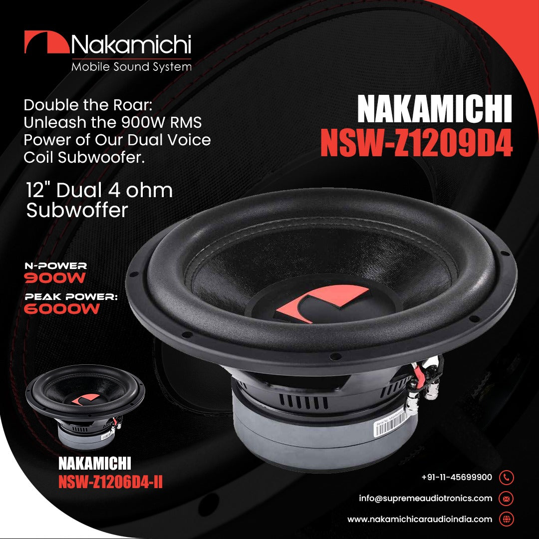 Nakamichi NSW-Z1209D4 12" High Performance DVC Subwoofer (900W RMS 6000W Peak)