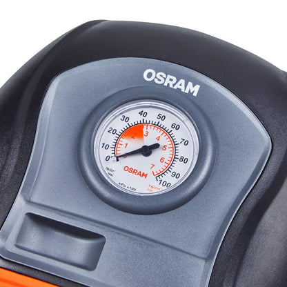 Osram OTI200 TYREInflate 200 Compact & Portable Car & Bike Tyre Inflator | 12V DC, 120W, 100% Copper Motor | Analog Gauge with Preset & Auto Cut-Off | Windup Cable | Black