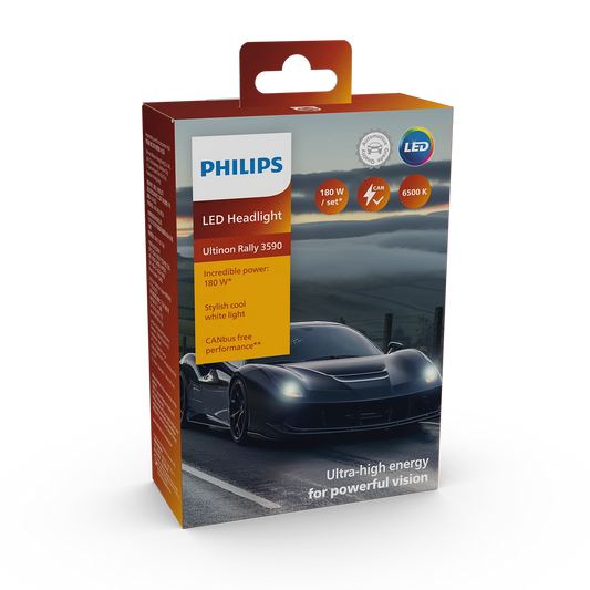Philips Ultinon Rally 3590 HL 180W Car Led Lamps/Bulbs (6500K)