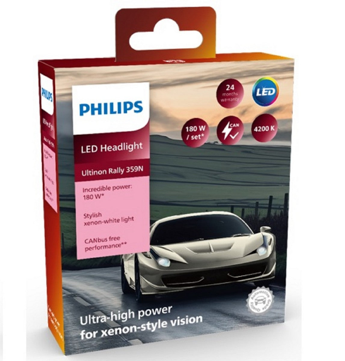 Philips Ultinon Rally 359N HL 180W Car Led Lamps/Bulbs (4200K)