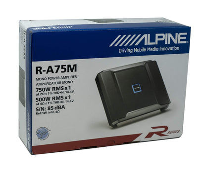 Alpine R-A75M R-Series Class D Mono Digital Amplifier (RMS: 500W (4Ω) 750W (2Ω))